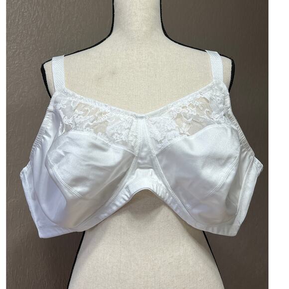 Comfort Choice Women's Full Coverage Wireless White Lace Bra Plus Size 54C New - Picture 1 of 8